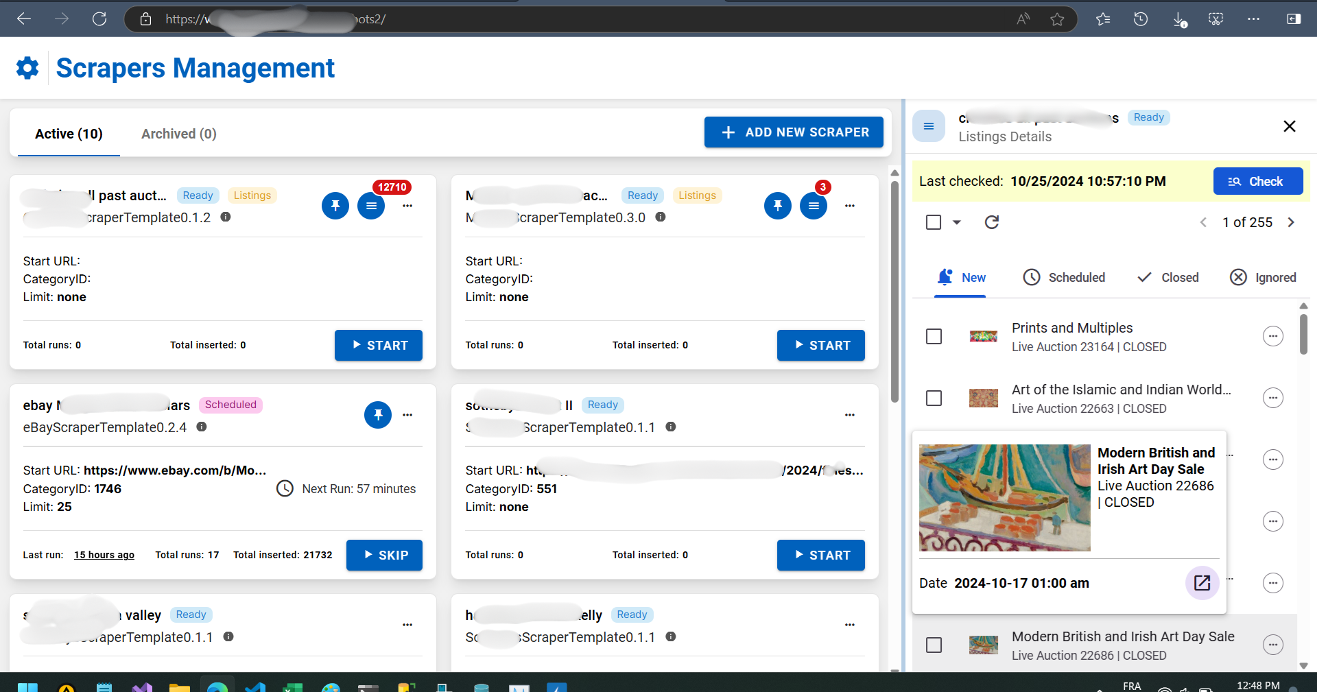 Scrapers managment